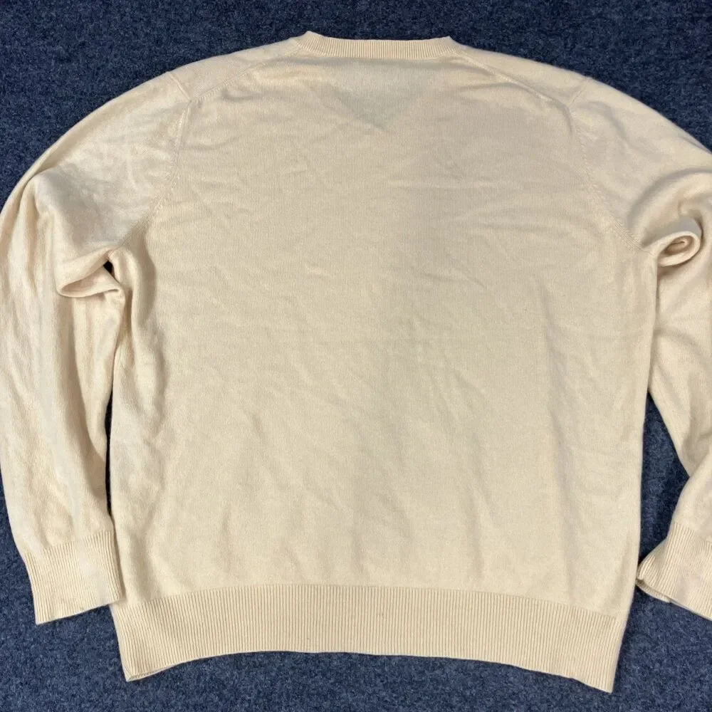 Vintage Lands’ End 100% Cashmere Sweater Men’s XL Yellow V Neck Pullover